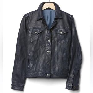 GAP Icon Leather Jacket In Indigo